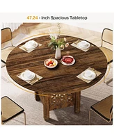 Tribesigns Round Dining Table for 4, 47-Inch Farmhouse Kitchen Table Round Dinner Table for 4