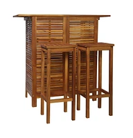 vidaXL 3 Piece Bar Table and Chair Set Solid Acacia Wood