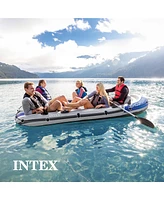 Intex Excursion 5 Inflatable Fishing Boat Set with Transom Mount Trolling Motor