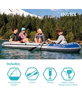 Intex Excursion 5 Inflatable Fishing Boat Set with Transom Mount Trolling Motor