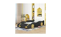 Slickblue Twin Size Race Car-Shaped Platform Bed with Wheels and Storage – Fun and Functional