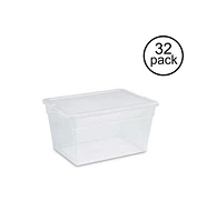 Sterilite 56 Quart Clear Plastic Storage Container Box and Latching Lid, 32 Pack