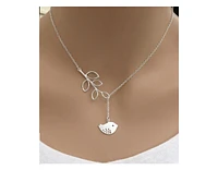 Hollywood Sensation White Dove with Olive Branch Symbol Lariat Necklace