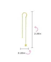 Bling Jewelry Minimalist Geometric Arrow Spike Tip Chain Threader Earrings 14K Gold Plated .925 Sterling Silver