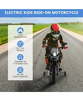 Costway 12V Licensed Aprilia Kids Ride On Motorcycle Electric Dirt Bike with Light & Music