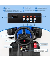 Costway Kids Ride On Roller 12V Electric Tractor Remote w/ Music & Led Light