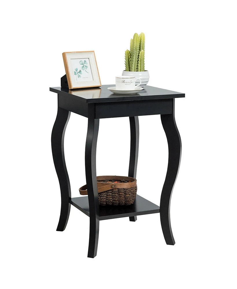 Gymax Accent Side Table Sofa End Table Nightstand Coffee Table w/ Storage Shelf