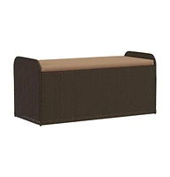 vidaXL Storage Bench with Cushion Brown 45.3"x20.1"x20.5" Poly Rattan