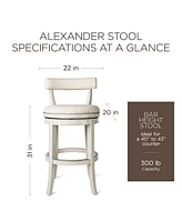 Maven Lane Alexander Bar Stool in White Oak Finish w/ Natural Color Fabric Upholstery