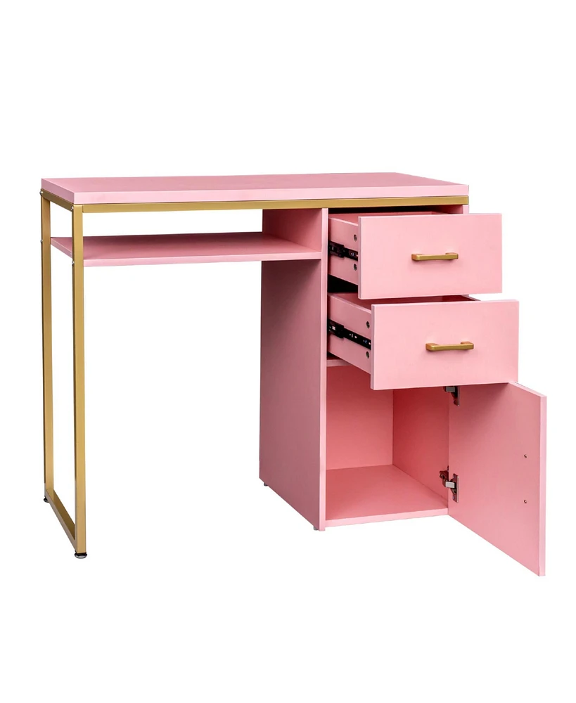 Slickblue Computer Desk with 2 Drawers and 1 Door for Office Storage and Organization