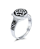 Bling Jewelry Triquetra Irish Celtic Knot Trinity Signet Locket Poison Ring For Women Men Oxidized .925 Sterling Silver