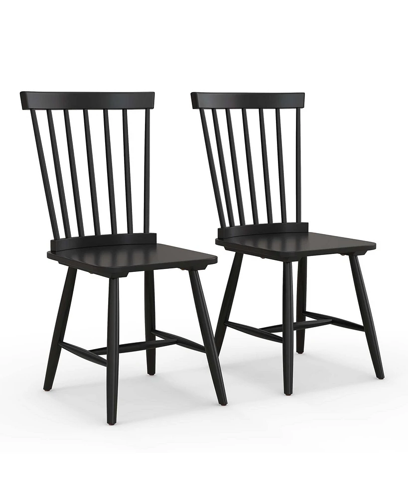 Costway Windsor Dining Chairs Set of 2 Armless Spindle Back Solid Rubber Wood