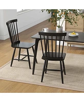 Costway Windsor Dining Chairs Set of 2 Armless Spindle Back Solid Rubber Wood