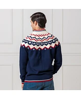 Hope & Henry Men's Organic Half Zip Raglan Fair Isle Sweater