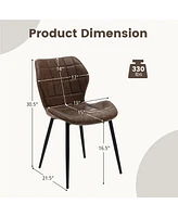 Gymax Dining Chairs Set of w/ Padded Back Metal Legs & 2 Adjustable Foot Pads