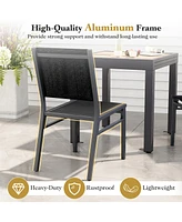 Gymax 2PCS Outdoor Dining Chairs w/ Breathable Seat Backrest Heavy-Duty Aluminum Frame