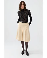 Nocturne Women's Pleated Knee Length Skirt