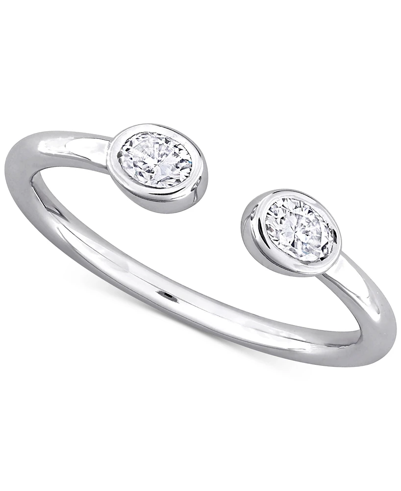 Moissanite Bezel Polished Cuff Ring (3/8 ct. t.w.) Sterling Silver