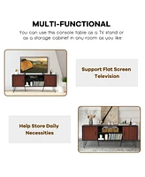 Sugift 59 Inch Retro Tv Stand for TVs up to 65 Inch with 6 Metal Legs