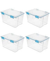 Sterilite 54 Quart Gasket Box, Stackable Storage Bin with Latching Lid, 4 Pack