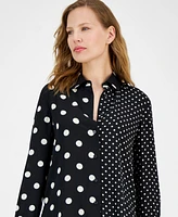 Anne Klein Women's Mixed-Dot-Print Button-Front Shirt