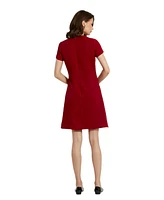 Mac Duggal Women's Crepe Cap Sleeve Mini Dress With 3D Flower Details