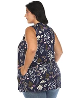 White Mark Plus Floral Sleeveless Tunic Top