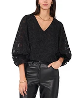 Vince Camuto Women's Jacquard V-Neck Blouson-Sleeve Top