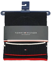 Tommy Hilfiger Men's Split Tipping Flag Logo Scarf & Beanie Set