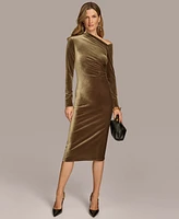 Donna Karan New York Women's Long-Sleeve Velvet Midi Dress