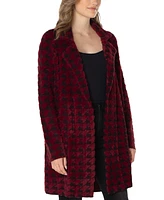 Liverpool Los Angeles Women's Fuzzy Houndstooth Sweater Coat