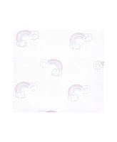 Hudson Baby Infant Girl Cotton Poly Flannel Receiving Blankets Bundle, Dreamy Unicorn, One Size