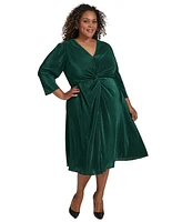 Jessica Howard Plus 3/4-Sleeve Twist-Front Dress