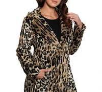 Guess Women's Solange Jacquard Faux-Fur Long-Sleeve Jacket