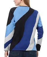 Jones New York Petite Wave Intarsia Crewneck Sweater