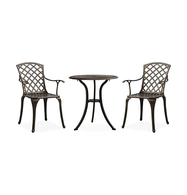 vidaXL 3 Piece Bistro Set Cast Aluminum Bronze