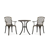 vidaXL 3 Piece Bistro Set Cast Aluminum Bronze