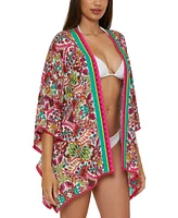 Trina Turk Women's Hawaiian Garden-Print Open-Front Tunic Cover-Up, Created for Macy's