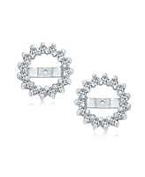 Bling Jewelry White Clear Cubic Zirconia Cz Round Pave Halo Earrings Jackets For Studs Jacket Only Sterling Silver