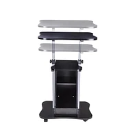 Yescom Mobile Podium Stand Laptop Cart Height Adjustable & 360° Wheels Storage