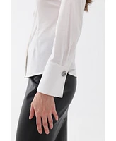 Nocturne Women's Shirt with Stone Button Design