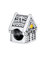 Bling Jewelry Christmas Candy Cane Gingerbread House Charm Bead .925 Silver