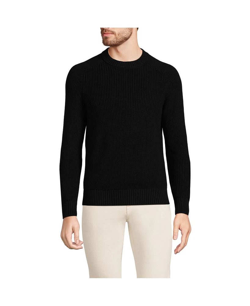 Lands' End Men's Cotton Drifter Saddle Crewneck Shaker Sweater