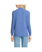 Lands' End Women's Waffle Knit Button Placket Top