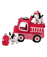 Lambs & Ivy Fire Truck 5pc Developmental Plush Soft Toy Interactive Play Set