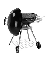 Slickblue Portable Charcoal Grill with Wheels and Storage Holder