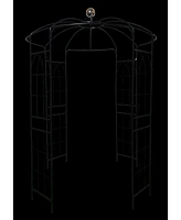 Slickblue Metal Garden Arch – Black Iron Arbor Gazebo, 81.3'' Dia x 114.2'' High, Birdcage Shape Pergola Pavilion for Wedding Ceremony and Outd