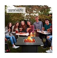 SereneLife 40,000 Btu Propane Gas Fire Pit Table with Cover and Lava Rock