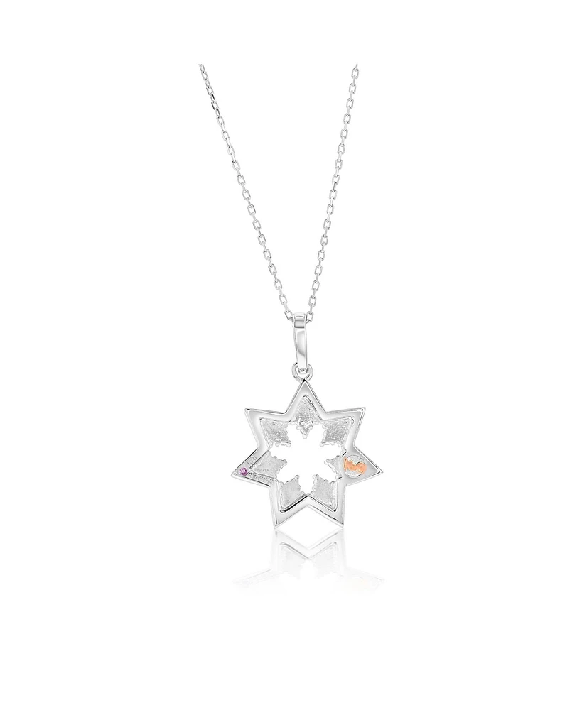 Suzy Levian New York Suzy Levian Sterling Silver White Cubic Zirconia Starburst Drop Pendant