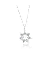 Suzy Levian New York Suzy Levian Sterling Silver White Cubic Zirconia Starburst Drop Pendant